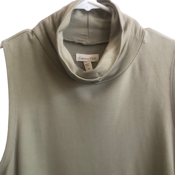 Garnet Hill Sage Tencel Blend Tunic Top Sleeveless Turtleneck A10 - Picture 2 of 6